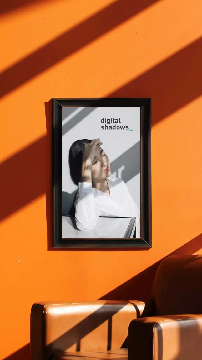 Framed person and logo