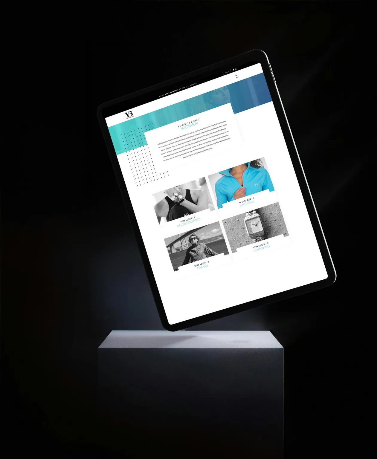 Tablet UI screen: women